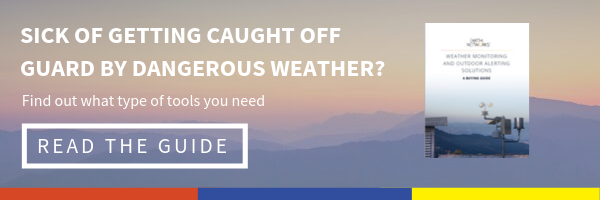 Sick of getting caught off guard by dangerous weather? Find out what type of tools you need with the free Weather Monitoring and Outdoor Alerting Solution Buying Guide. Click to read the guide!