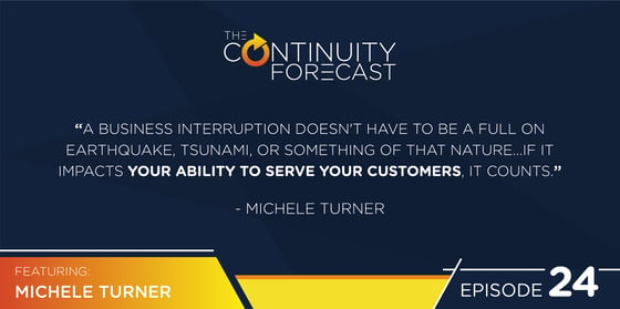 Michele Turner from Amazon said: "“A business interruption doesn't have to be a full on earthquake or tsunami; if it impacts your ability to serve your customers, it counts.”