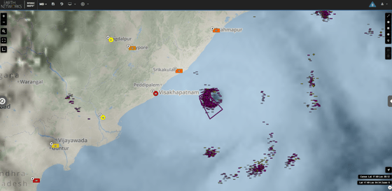 Two Dangerous Thunderstorm Alerts in the eyewall of Tropical Cyclone Fani