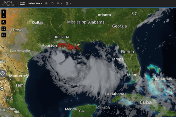 Tropical Storm Barry watches and warnings and satellite on sferic maps weather visualization map real-time weather map