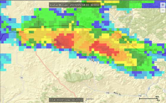 Archived NOAA Radar imagery that coincides with our first Dangerous Thunderstorm Alert