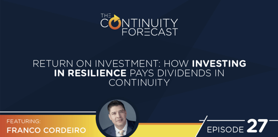 Franco Cordeiro was our guest on the Continuity Forecast business continuity podcast