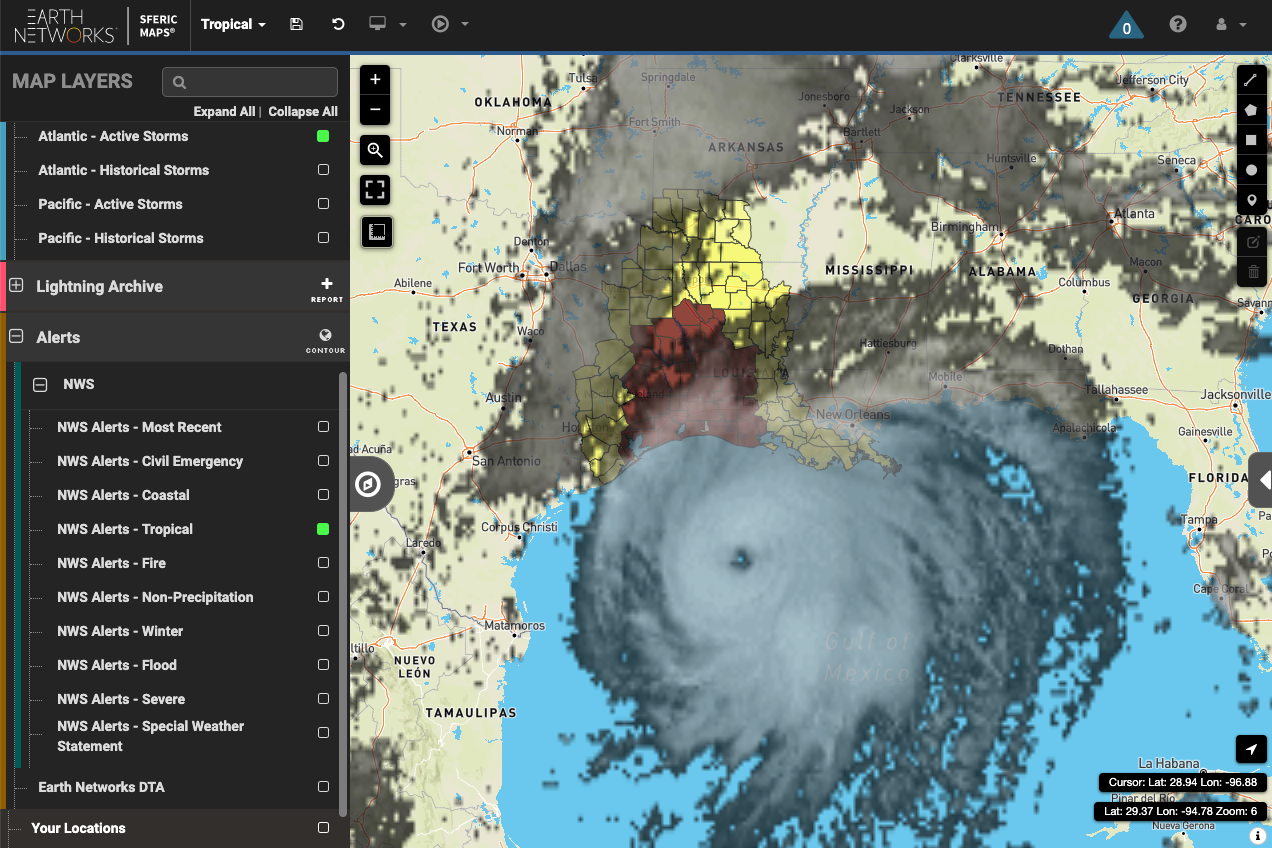 Hurricane Laura satellite image