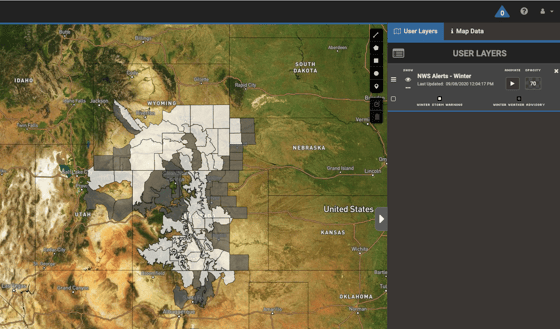 Winter storm warnings and advisories in the Rockies in Wyoming, Colorad, Utah, New Mexico, and Nebraska on September 8, 2020