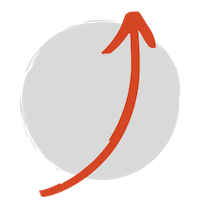 a red arrow pointing up in front of a grey circle