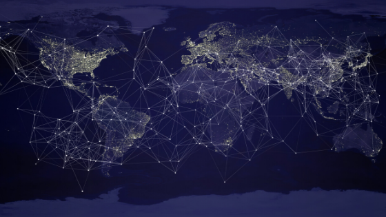 global network showing pins and connections spanning every continent
