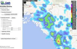 Rainfall estimates from the PulseRad simulated radar show rainfall accumulations caused by the sea breeze storms.