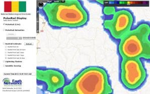 PulseRad, simulated radar based on total lightning detection show strongest storms in Dubreka and Boffa