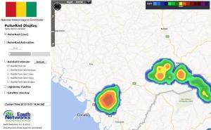 Very intense storms have developed betwen Conakry and Mamou.