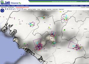 The strongest of the storms had automated Dangerous Thunderstorm Alerts issued based on thresholds exceeded determined by the Total Lightning Detection Network.
