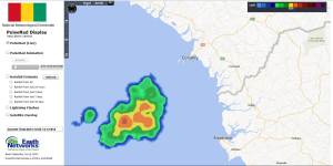 Guinea PulseRad tracked very intense thunderstorms thate developed near the coast and tracked offshore. 