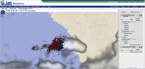 Lightning over a period of 30 minutes is shown in an intense storm detected by the Guinea Total Lightning Detection Network.