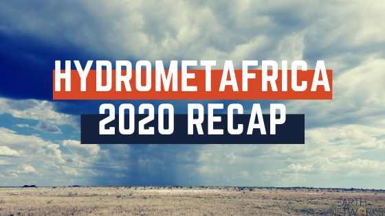 Text that reads "HydrometAFRICA 2020 RECAP" with a stormy desert in the background