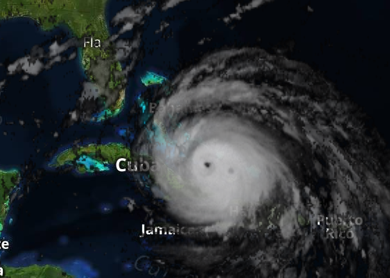 Satellite image of a hurricane approaching Cuba and Florida of Sferic Maps