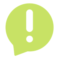 Transparent exclamation point in a light green text bubble