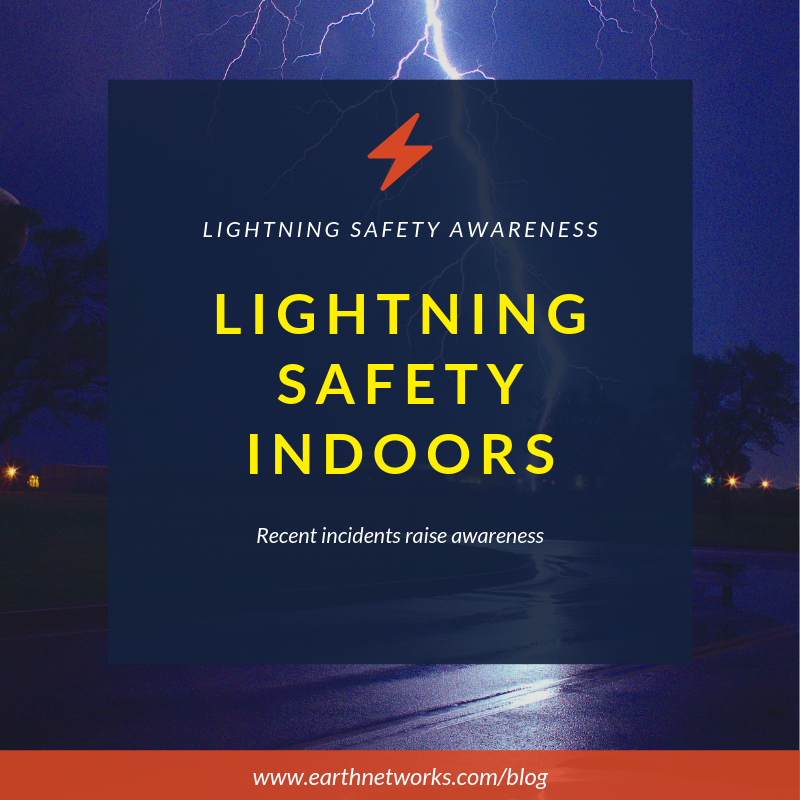 Lightning Safety Indoors Lightning striking a building in the background