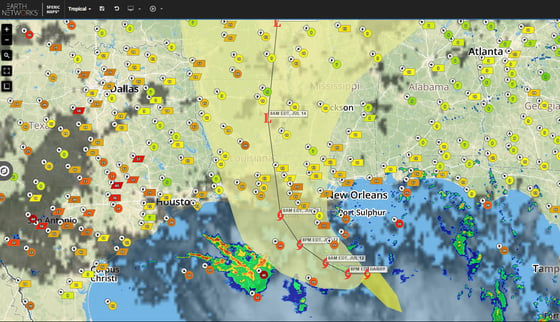 Sferic Maps weather visualization software weather ap showing tropical storm barry