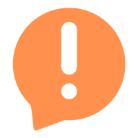 Transparent exclamation point in an orange text bubble
