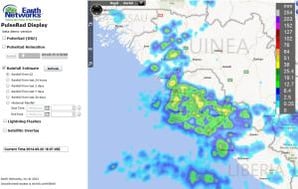 PulseRad estimated rainfall for the afternoon indicates rainfall totals ranged between 15 and 50 mm of rain over most of Sierra Leone and northern Liberia.