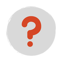 A red question mark over a grey circle background