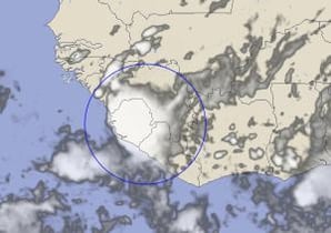 The infrared satellite image from 18:00 UTC shows an impulse of energy along the ITCZ in western Africa.