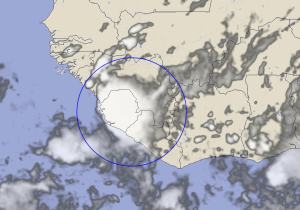 The infrared satellite image from 18:00 UTC shows an impulse of energy along the ITCZ in western Africa.
