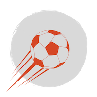 A red soccer ball over a grey circular background