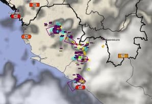 The Total Lightning Network generate Dangerous Thunderstorm Alerts over Sierra Leone due to the very frequent lightning detected by the system.