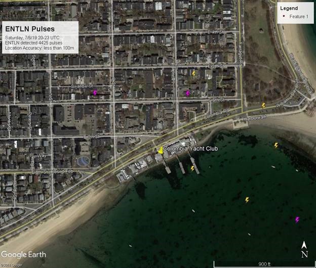 Columbia yacht club lightning strike