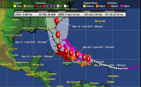 Category 5 Irma Moves to the Northeast of Dominican Republic
