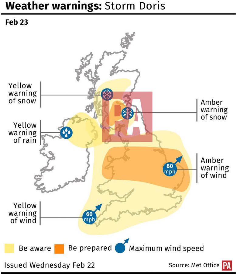 Winter Storm Doris Rocks UK with 100 mph Winds