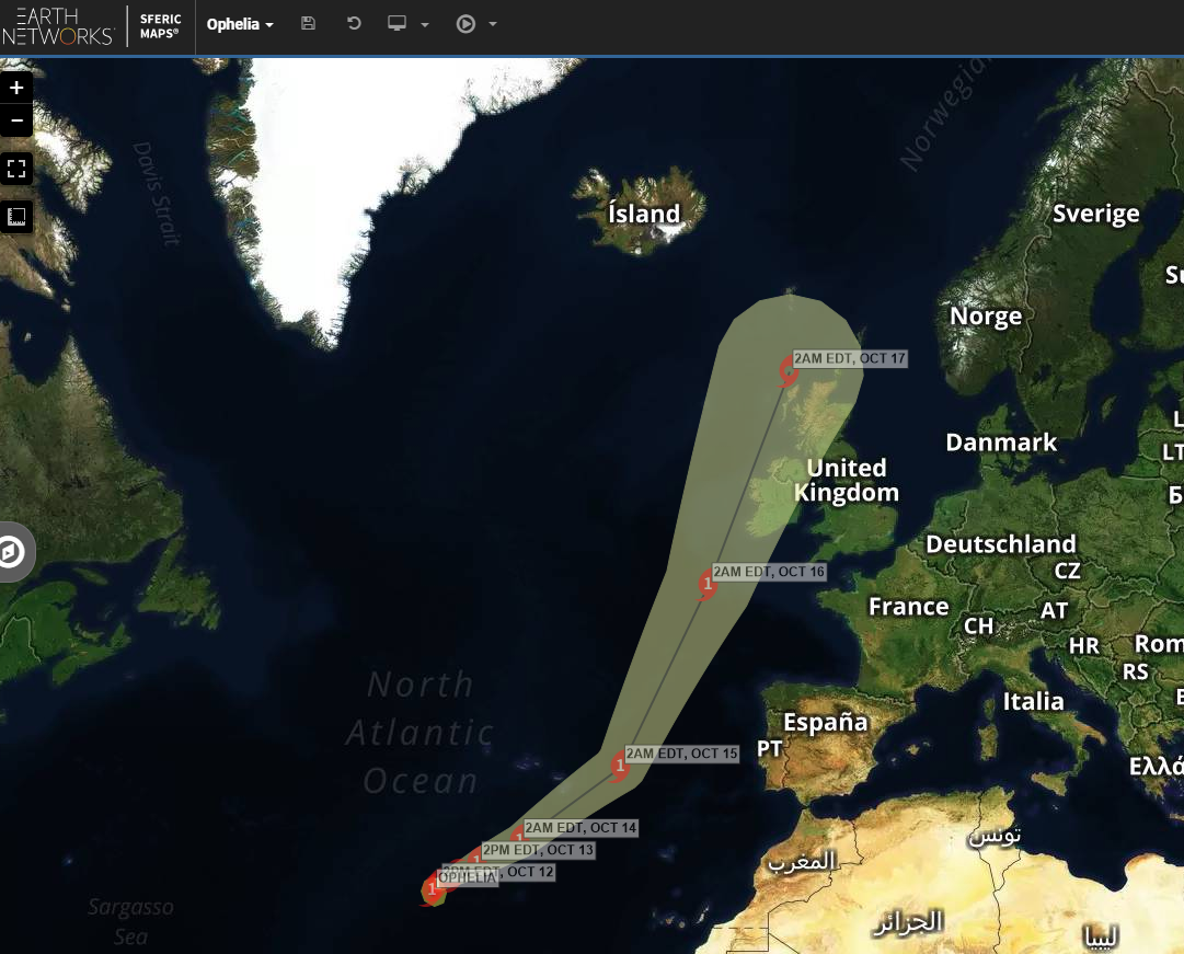 Ophelia Becomes 10th Consecutive Hurricane Of Atlantic Season